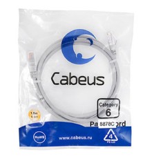 Cabeus PC-UTP-RJ45-Cat.6-1.5m-LSZH Патч-корд U/UTP, категория 6, 2xRJ45/8p8c, неэкранированный, серый, LSZH, 1.5м