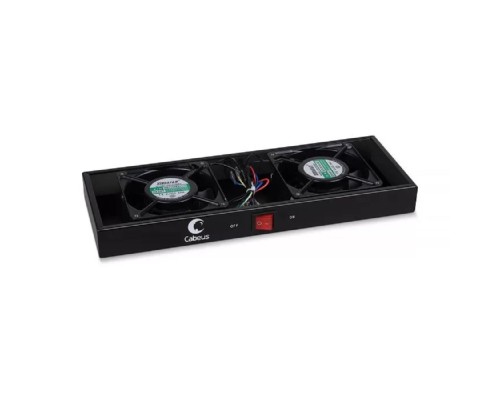 [Cabeus Аксессуары к монтажным шкафам] Cabeus TRAY-FAN2-BK Модуль вентиляторный с 2-я вентиляторами для установки в настенные шкафы серии SH-05F, цвет черный (RAL9004)