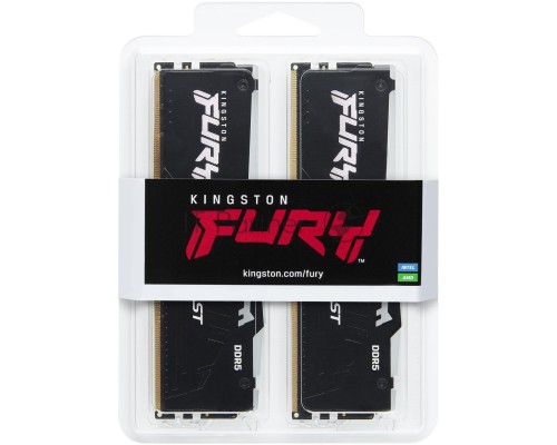Оперативная память Kingston 64GB 5200MHz DDR5 CL40 DIMM (Kit of 2) FURY Beast RGB