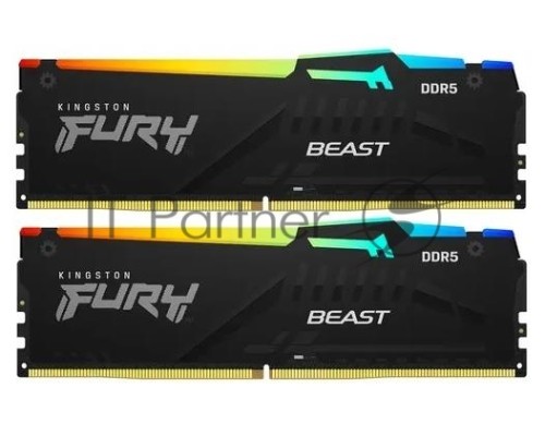 Оперативная память Kingston 64GB 5200MHz DDR5 CL40 DIMM (Kit of 2) FURY Beast RGB