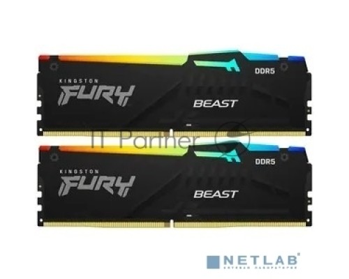Оперативная память Kingston 64GB 5200MHz DDR5 CL40 DIMM (Kit of 2) FURY Beast RGB
