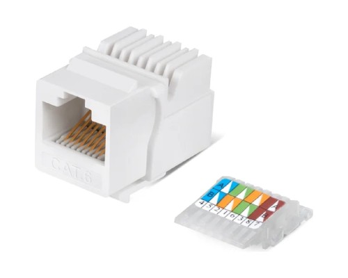 [Cabeus Разъемы, Проходные адаптеры, Вставки] Cabeus KJ-RJ45-Cat.6-Toolless Вставка Keystone Jack RJ-45(8P8C), категория 6, без инструмента Toolless, белая