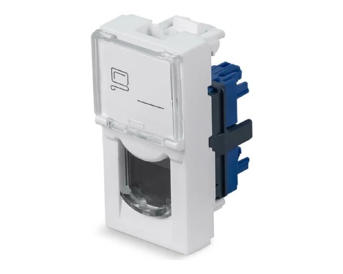 [Cabeus Разъемы, Проходные адаптеры, Вставки] Cabeus KJ-RJ45-Cat.6-180T-FP-L-22,5 Keystone Jack RJ-45(8P8C), 180 градусов, категория 6, безинструментный монтаж, вставка Mosaic (арт.076561)