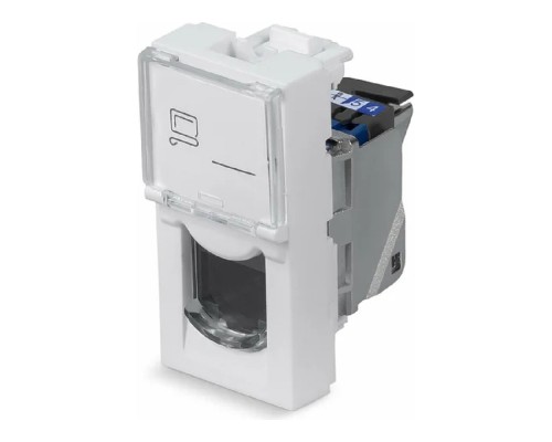 [Cabeus Разъемы, Проходные адаптеры, Вставки] Cabeus KJ-RJ45-Cat.6-SH-180T-FP-L-22,5 Keystone Jack RJ-45(8P8C), 180 градусов, категория 6, экранированная, безинструментный монтаж, вставка Mosaic (арт.076563)