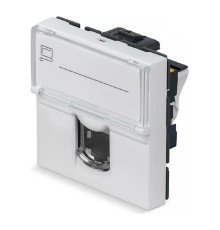 Cabeus KJ-RJ45-Cat.6a-180T-FP-L-45 Keystone Jack RJ-45(8P8C), 180 градусов, категория 6a, безинструментный монтаж, вставка Mosaic (арт.076574)