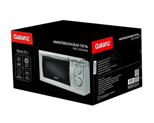 Микроволновая печь Galanz MOS-2002MW белый, 20 л, 700 Вт, переключатели - поворотный механизм
