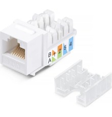 Cabeus KJ-RJ45-Cat.6-90-SW Вставка Keystone Jack RJ-45, категория 6, заделка тип 110, белая, со стяжкой
