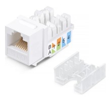 Cabeus KJ-RJ45-Cat.5e-90-SW Вставка Keystone Jack RJ-45, категория 5e, заделка 110 тип, белая, со стяжкой