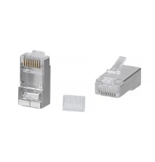 Cabeus 8P8C-SH-C6-TWP Коннектор RJ-45 под витую пару, категория 6/7, экранированный, для многожильного кабеля, для проводников с толщиной по изоляции до 1,05 мм, со вставкой