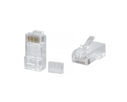 [Cabeus Разъемы, Проходные адаптеры, Вставки] Cabeus 8P8C-C6-TWP Коннектор RJ-45 под витую пару, категория 6, универсальный (для одножильного и многожильного кабеля), для проводников с толщиной по изоляции до 1,05 мм, со вставкой