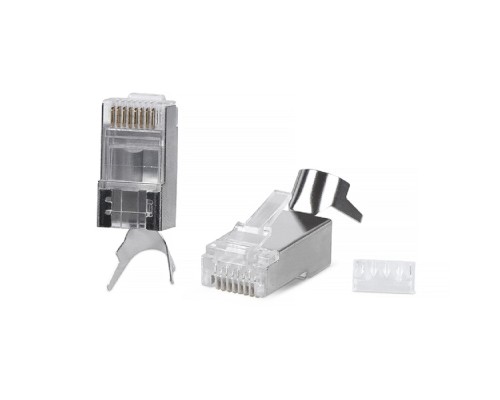 [Cabeus Разъемы, Проходные адаптеры, Вставки] Cabeus 8P8C-SH-C6(1.35)-TWP Коннектор RJ-45(8P8C) под витую пару, категория 6, экранированный, универсальный (для одножильного и многожильного кабеля), для проводников с толщиной по изоляции до 1.35 м