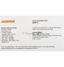 Накопитель SSD Digma SATA III 256Gb DGSR2256GP13T Run P1 2.5