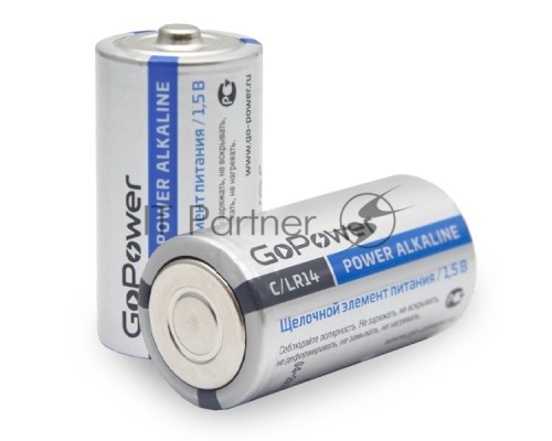 Батарейка GoPower LR14 C BL2 Alkaline 1.5V (2/12/192) блистер (2 шт.)