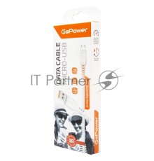 Кабель GoPower GP01M USB (m)-microUSB (m) 1.0м 2.4A ПВХ белый (1/800)