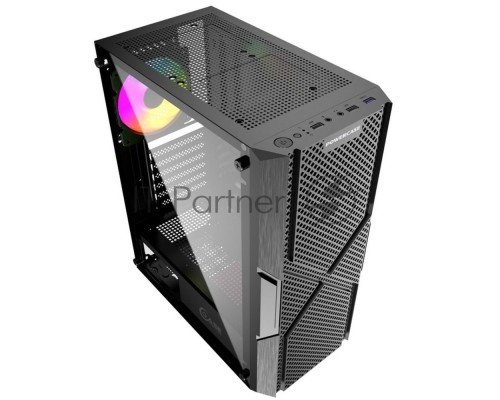 Корпус Powercase Mistral T4B, Tempered Glass, 4x 120mm 5-color fan, чёрный, ATX  (CMITB-L4)
