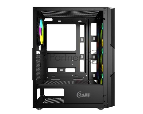 Корпус Powercase Mistral T4B, Tempered Glass, 4x 120mm 5-color fan, чёрный, ATX  (CMITB-L4)