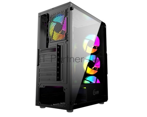 Корпус Powercase Mistral T4B, Tempered Glass, 4x 120mm 5-color fan, чёрный, ATX  (CMITB-L4)