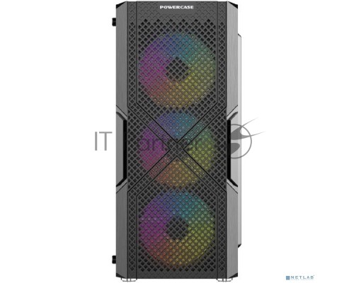 Корпус Powercase Mistral T4B, Tempered Glass, 4x 120mm 5-color fan, чёрный, ATX  (CMITB-L4)