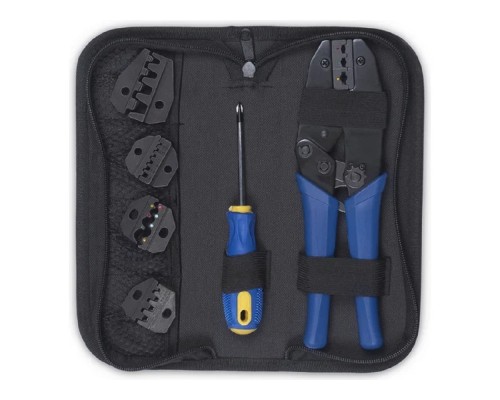 [Cabeus Монтажный инструмент] Cabeus HT-TK-04 Набор инструментов ( инструмент обжимной для кабельных наконечников, отвертка, сменныеВ В насадки 5 шт.В В )