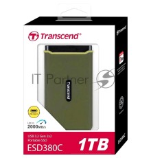 Накопитель Transcend Portable SSD ESD380C, 1000GB, Type-C, USB 3.2 Gen2, R/W 2000/2000MB/s, 97x54x13mm, два кабеля в комплекте (3 года)