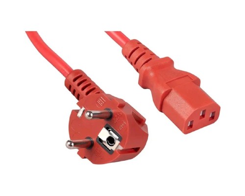 [Cabeus кабели силовые] Cabeus PC-186-VDE-1.8M-RD Кабель питания компьютера (Schuko+C13) (3x0.75), красный, 1.8м