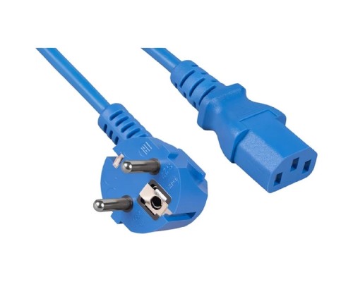 [Cabeus кабели силовые] Cabeus PC-186-VDE-1.8M-BL Кабель питания компьютера (Schuko+C13) (3x0.75), синий, 1.8м