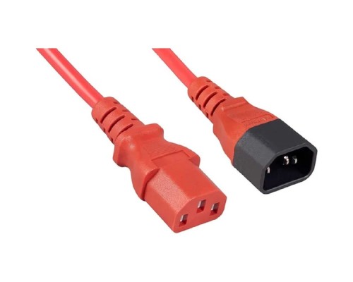 [Cabeus кабели силовые] Cabeus PC-189-VDE-1.8M-RD Кабель питания монитор-компьютер IEC 320 C13 - IEC 320 C14 (3x0.75), красный, 1.8 м