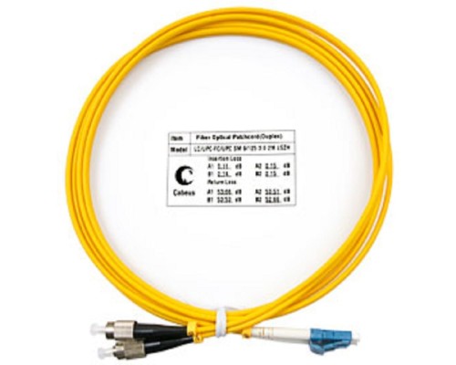 [Cabeus Патч-корды волоконно-оптические, пигтейлы] Cabeus FOP(d)-9-LC-FC-2m Шнур оптический duplex LC-FC 9/125 sm 2м LSZH