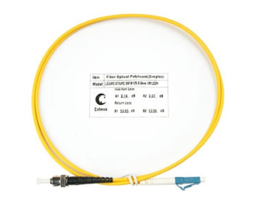 [Cabeus Патч-корды волоконно-оптические, пигтейлы] Cabeus FOP(s)-9-LC-ST-1m Шнур оптический simplex LC-ST 9/125 sm 1м LSZH