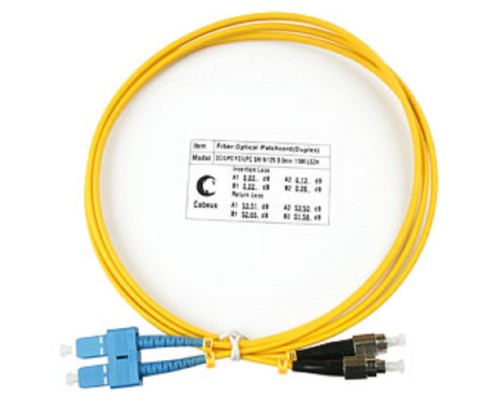 [Cabeus Патч-корды волоконно-оптические, пигтейлы] Cabeus FOP(d)-9-SC-FC-1,5m Шнур оптический duplex SC-FC 9/125 sm 1,5м LSZH