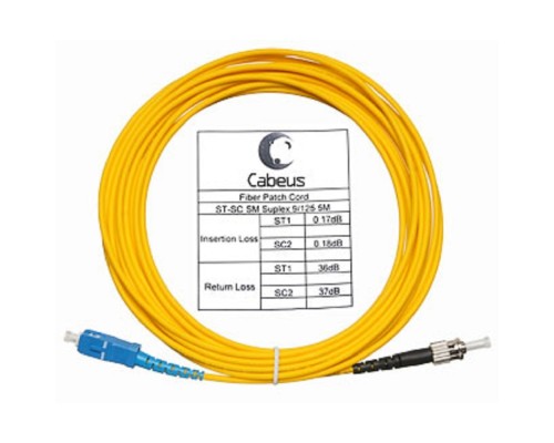 [Cabeus Патч-корды волоконно-оптические, пигтейлы] Cabeus FOP(s)-9-SC-ST-15m Шнур оптический simplex SC-ST 9/125 sm 15м LSZH