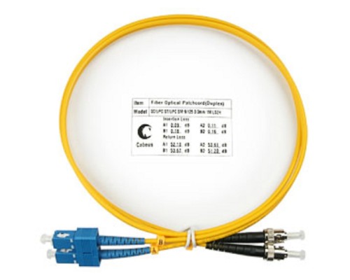 [Cabeus Патч-корды волоконно-оптические, пигтейлы] Cabeus FOP(d)-9-SC-ST-1,5m Шнур оптический duplex SC-ST 9/125 sm 1,5м LSZH