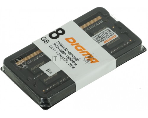 Оперативная память Digma 8Gb DDR3 1600MHz DGMAS31600008D RTL PC3-12800 CL11 SO-DIMM 204-pin 1.5В dual rank