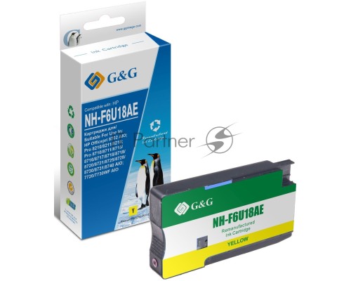 Картридж струйный G&G GG-F6U18AE желтый (26мл) для HP OJ Pro 7740/8210/8218/8710/8715