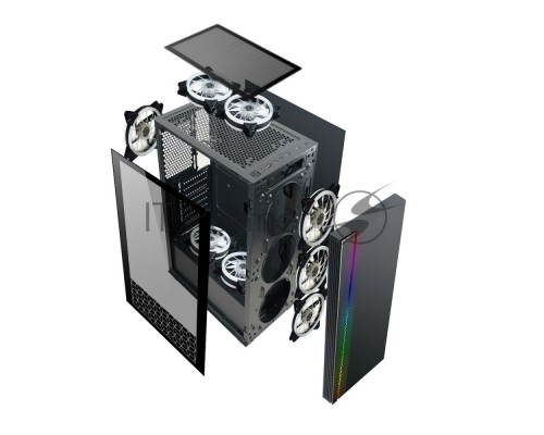 Корпус Ginzzu CL200 FAN 12LED USB3.0 Window