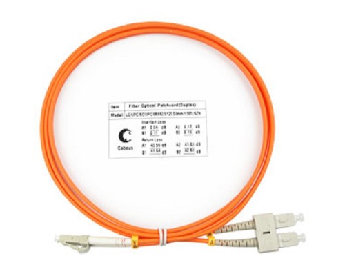 [Cabeus Патч-корды волоконно-оптические, пигтейлы] Cabeus FOP-62-LC-SC-1,5m Шнур оптический duplex LC-SC 62,5/125 mm 1,5м LSZH