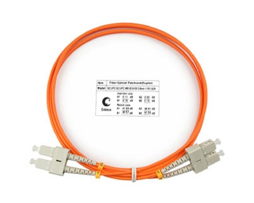 [Cabeus Патч-корды волоконно-оптические, пигтейлы] Cabeus FOP-62-SC-SC-1,5m Шнур оптический duplex SC-SC 62,5/125 mm 1,5м LSZH