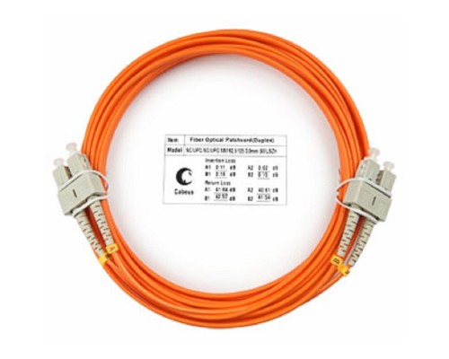 [Cabeus Патч-корды волоконно-оптические, пигтейлы] Cabeus FOP-62-SC-SC-5m Шнур оптический duplex SC-SC 62,5/125 mm 5м LSZH