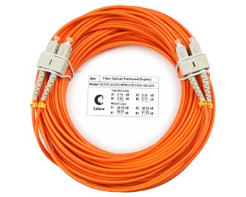 [Cabeus Патч-корды волоконно-оптические, пигтейлы] Cabeus FOP-62-SC-SC-15m Шнур оптический duplex SC-SC 62,5/125 mm 15м LSZH