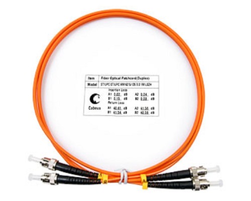 [Cabeus Патч-корды волоконно-оптические, пигтейлы] Cabeus FOP-62-ST-ST-1m Шнур оптический duplex ST-ST 62,5/125 mm 1м LSZH