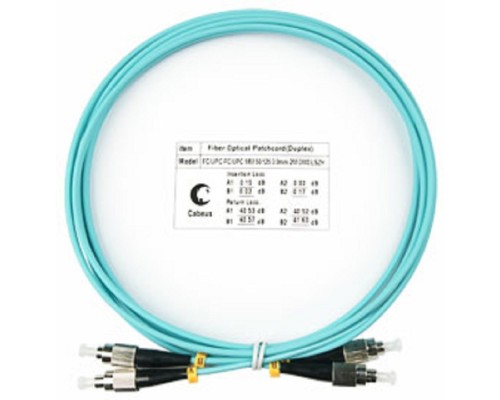 [Cabeus Патч-корды волоконно-оптические, пигтейлы] Cabeus FOP-50-FC-FC-1,5m Шнур оптический duplex FC-FC 50/125 mm OM3 1,5м LSZH