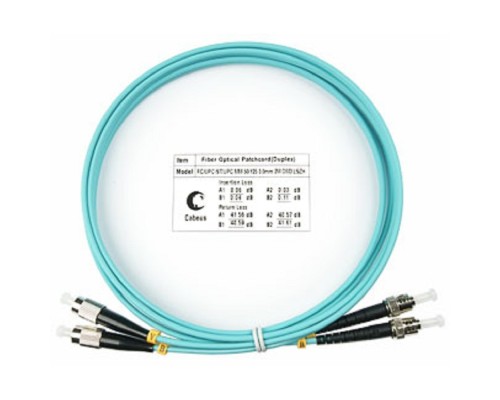[Cabeus Патч-корды волоконно-оптические, пигтейлы] Cabeus FOP-50-FC-ST-2m Шнур оптический duplex FC-ST 50/125 mm OM3 2м LSZH