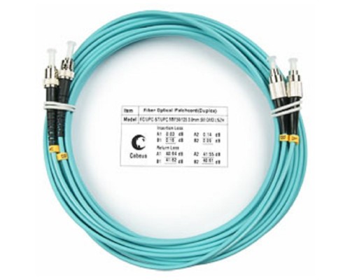 [Cabeus Патч-корды волоконно-оптические, пигтейлы] Cabeus FOP-50-FC-ST-5m Шнур оптический duplex FC-ST 50/125 mm OM3 5м LSZH