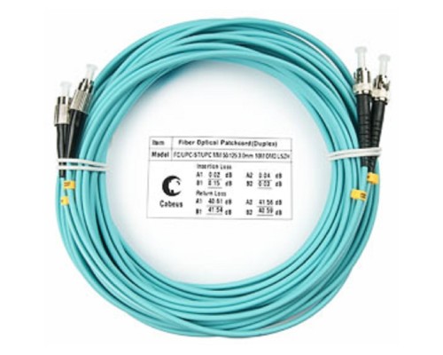 [Cabeus Патч-корды волоконно-оптические, пигтейлы] Cabeus FOP-50-FC-ST-10m Шнур оптический duplex FC-ST 50/125 mm OM3 10м LSZH