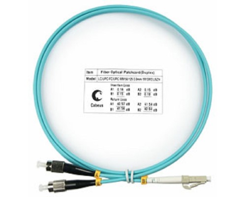 [Cabeus Патч-корды волоконно-оптические, пигтейлы] Cabeus FOP-50-LC-FC-1m Шнур оптический duplex LC-FC 50/125 mm OM3 1м LSZH