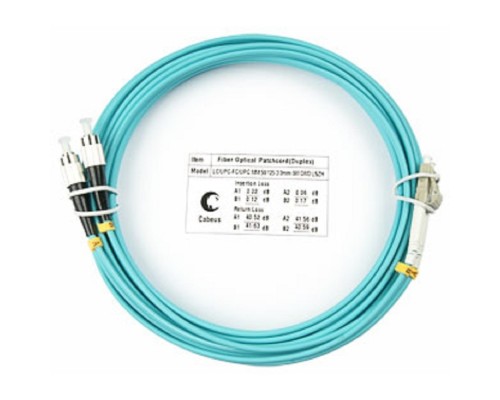 [Cabeus Патч-корды волоконно-оптические, пигтейлы] Cabeus FOP-50-LC-FC-15m Шнур оптический duplex LC-FC 50/125 mm OM3 15м LSZH