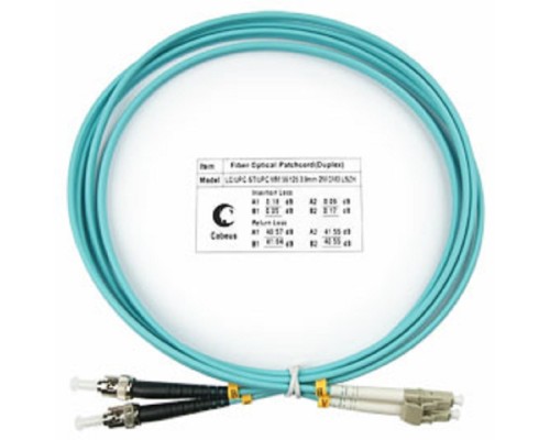 [Cabeus Патч-корды волоконно-оптические, пигтейлы] Cabeus FOP-50-LC-ST-2m Шнур оптический duplex LC-ST 50/125 mm OM3 2м LSZH