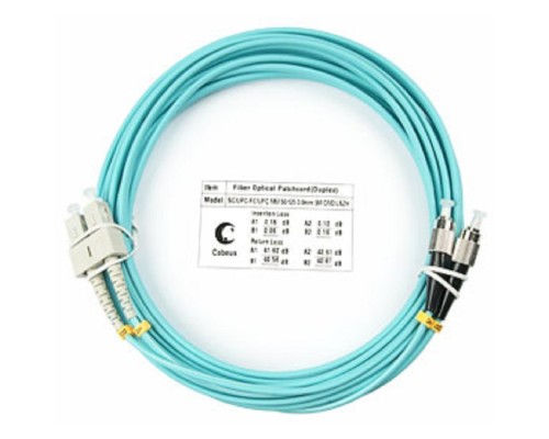 [Cabeus Патч-корды волоконно-оптические, пигтейлы] Cabeus FOP-50-SC-FC-15m Шнур оптический duplex SC-FC 50/125 mm OM3 15м LSZH