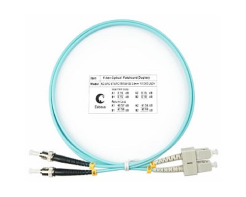 [Cabeus Патч-корды волоконно-оптические, пигтейлы] Cabeus FOP-50-SC-ST-1m Шнур оптический duplex SC-ST 50/125 mm OM3 1м LSZH