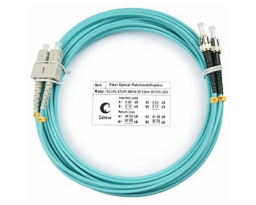 [Cabeus Патч-корды волоконно-оптические, пигтейлы] Cabeus FOP-50-SC-ST-7m Шнур оптический duplex SC-ST 50/125 mm OM3 7м LSZH